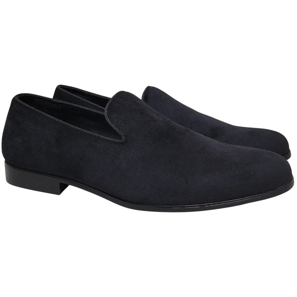 Alfani Men Zion Slip On Smoking Loafers Size US 8.5M Black Microsuede